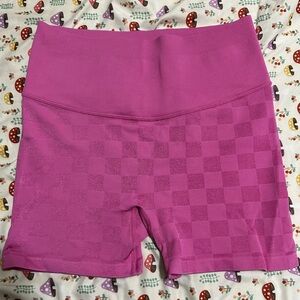 Pink checkered biker shorts